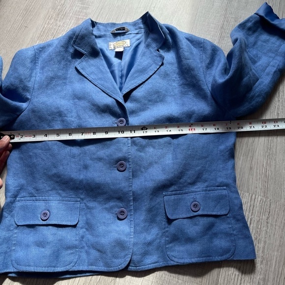 Talbots Periwinkle Blue 100% Linen Blazer Size 10 Petite - Picture 5 of 12